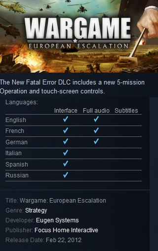 Wargame:European Escalation Steam - Click Image to Close